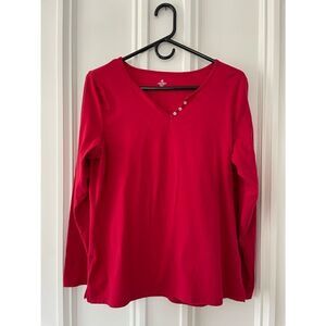 Jockey red v-neck long sleeve top L